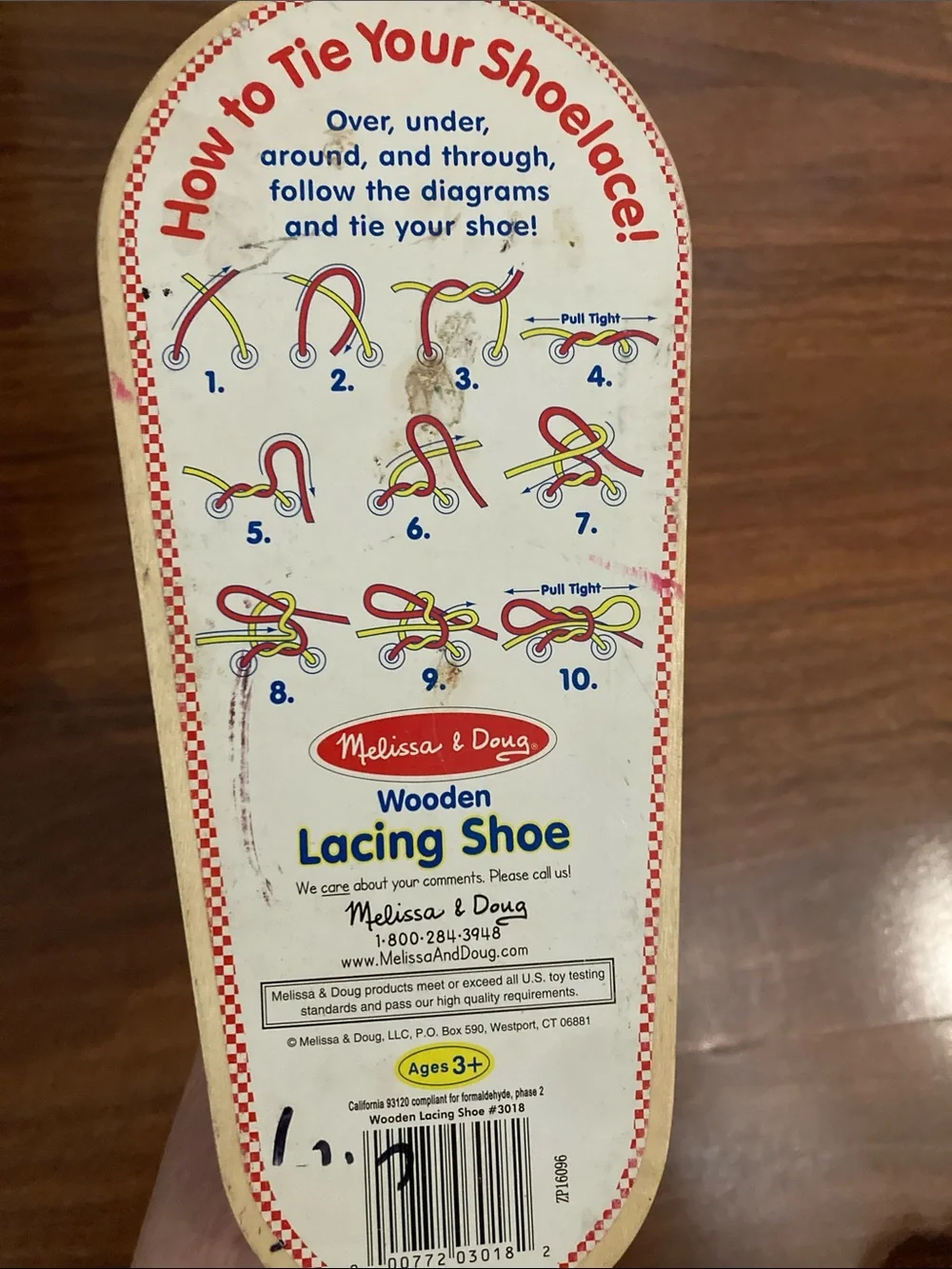 Melissa & Doug Red and White Lace-Up Practice Shoe